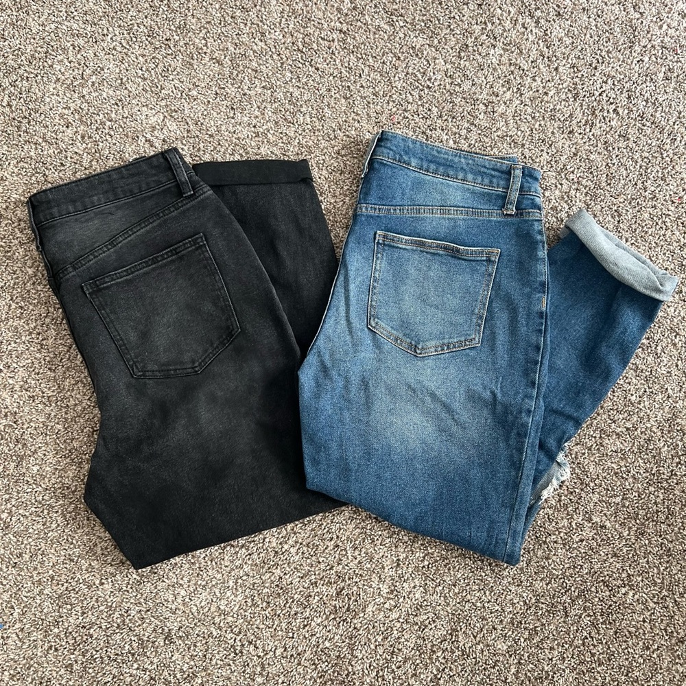 2 Pair Super High Rise Mom Jeans Size 13